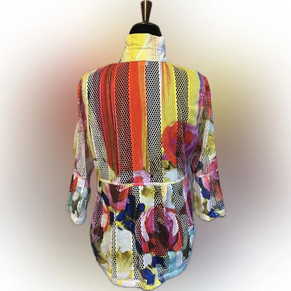 Damee Textured Printed Mesh Blouse Jacket size S - Picture 7 of 16